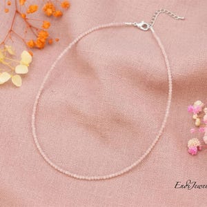 Naturalny różowy opal, drobny, fasetowany naszyjnik z koralików o średnicy 2 mm, elastyczna bransoletka, wodoodporny, codzienny naszyjnik warstwowy, letni naszyjnik choker, oryginalne kamienie szlachetne