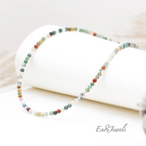 Natural Indian Jasper Tiny 3mm Round Beaded Choker, Bracelet, Summer Choker, Genuine Gemstone, Handmade Necklace, Gift for Her