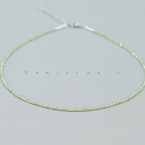 Tiny 2mm Peridot Faceted Beaded Choker, Beaded Bracelet, Green Peridot Beads, Natural Gemstone Beads, Summer Choker, Daily Layered Necklace