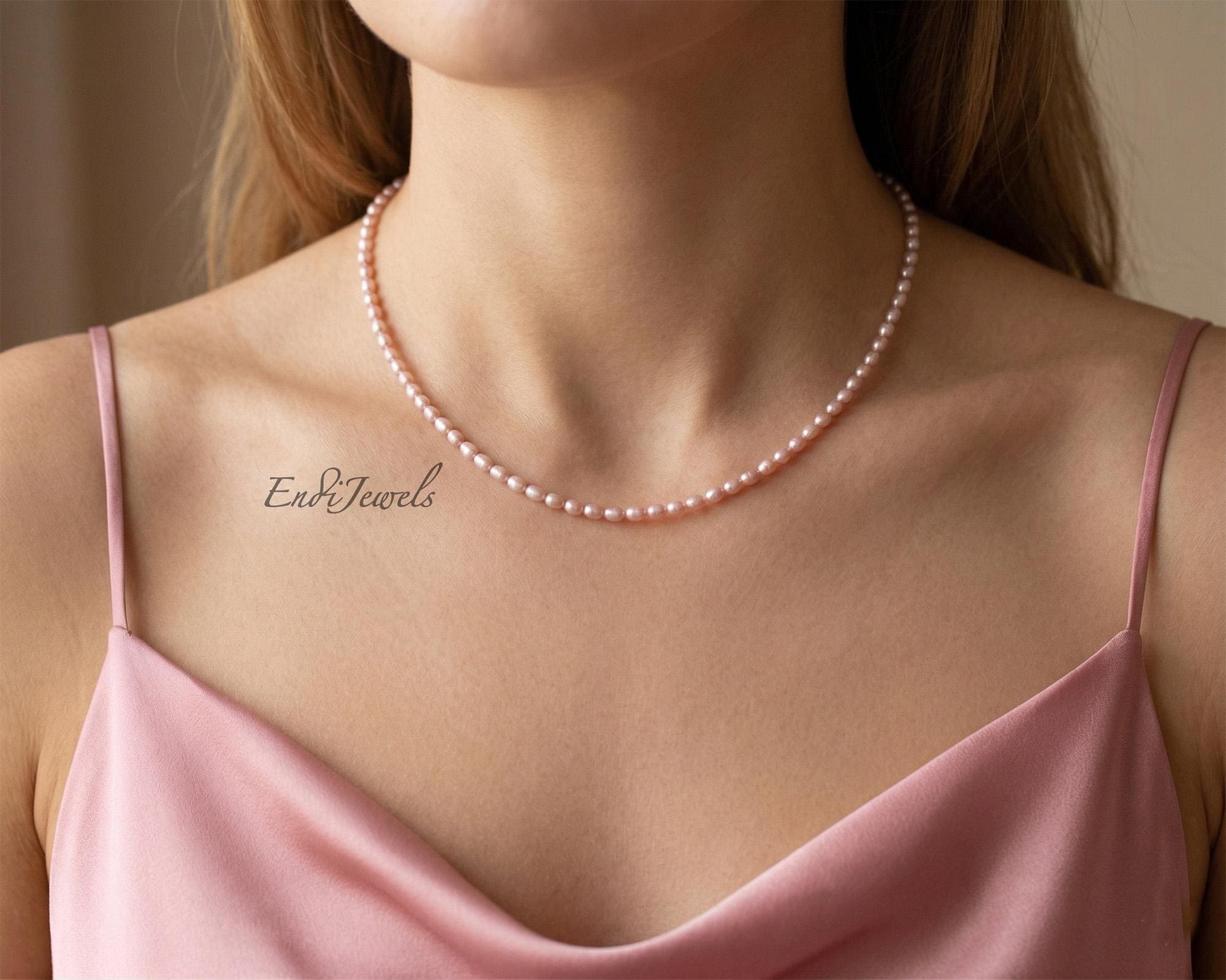 Irregular freshwater pearl necklace pink - Etsy 日本