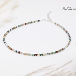 Natural Indian Jasper Tiny 3mm Round Beaded Choker, Bracelet, Summer Choker, Genuine Gemstone, Handmade Necklace, Gift for Her