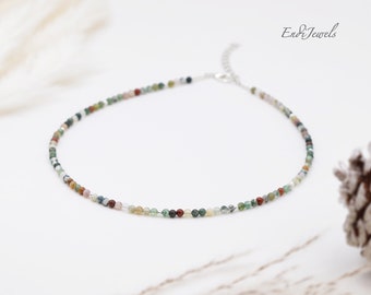 Natural Indian Jasper Tiny 3mm Round Beaded Choker, Bracelet, Summer Choker, Genuine Gemstone, Handmade Necklace, Gift for Her