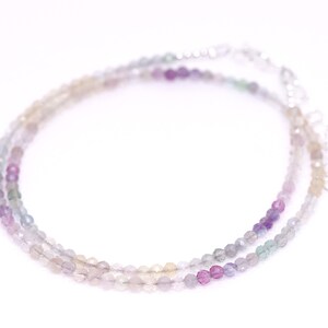 Winzige 3 mm Verlauf Fluorit Facettierte Perlen Choker, Armband für Frauen, Natürliche Edelstein Perlen Halskette, Handgemachte Halskette, Geschenk für Sie