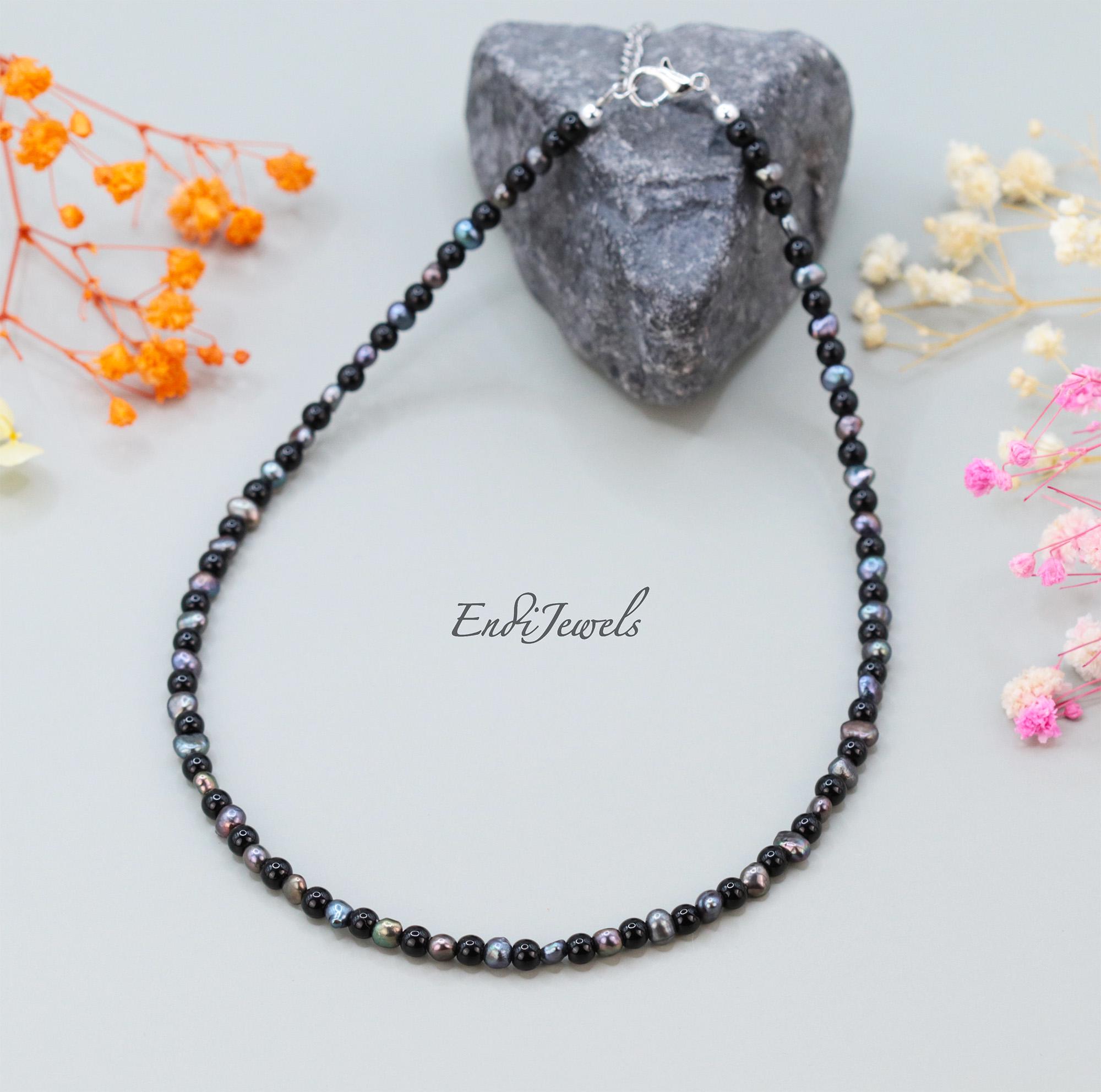 Onyx Pearl Necklace - Etsy