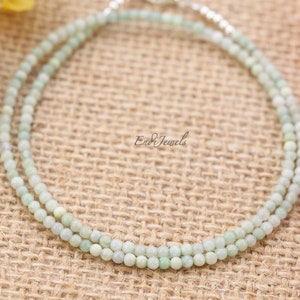 Burma Jade Tiny 2mm Round Beaded Choker, Bracelet,  Natural Green Jade Gemstone, Summer Choker, Daily Dainty Layered Necklace, Gift for Her