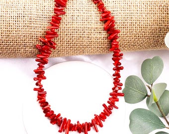 ビンテージ！ツイスト デザイン コーラル 赤珊瑚 ビーズ ネックレス Vintage Red Coral Necklace Chunky Red Coral Barrel Bead