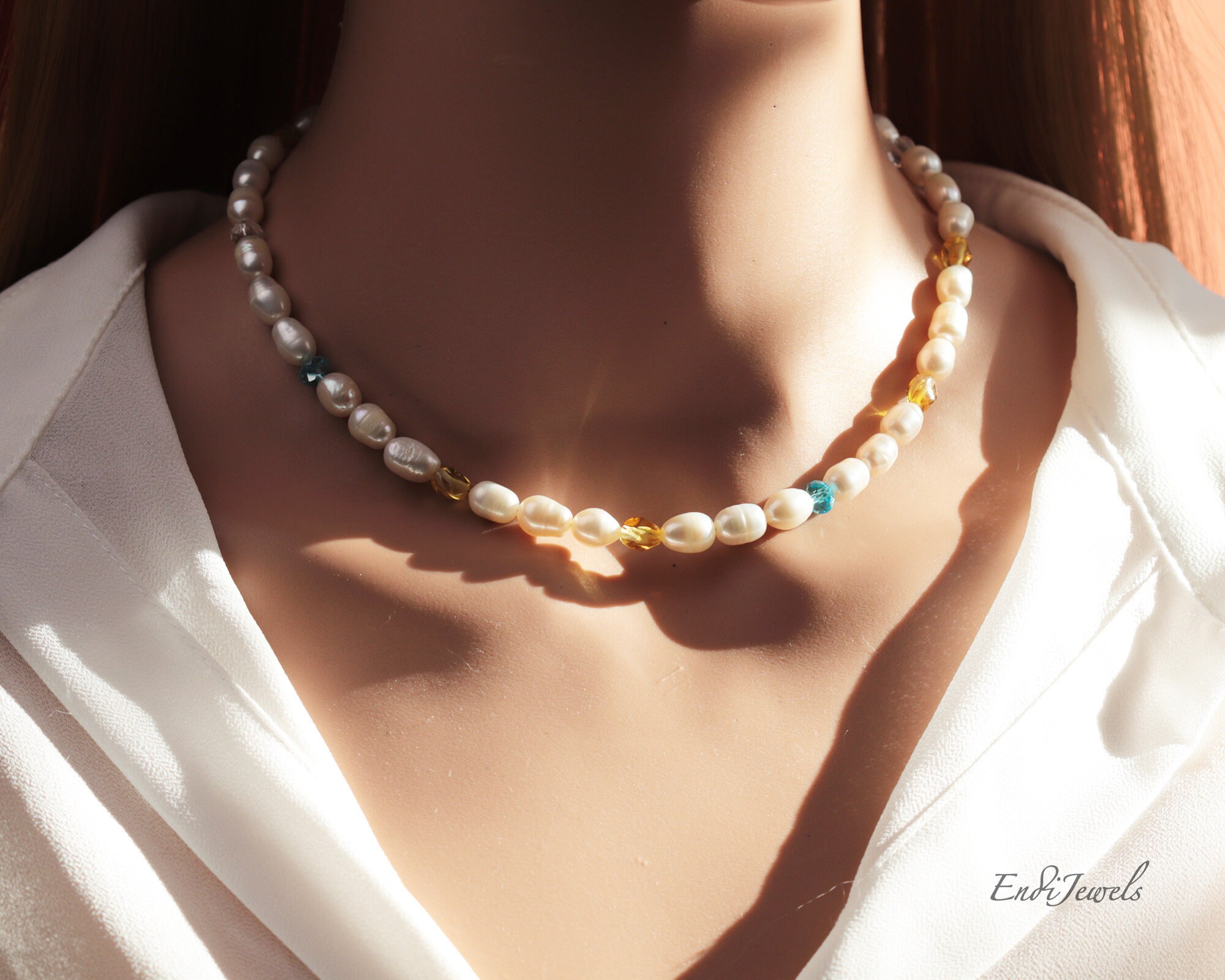 Collana Di Perle Di Riso Naturali Apriot Da 7-8 Mm - Foto 8