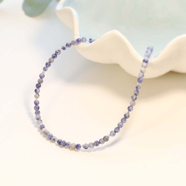 Blue Sodalite beaded Choker, Bracelet, 4mm Natural Gemstone beads, Genuine Gemstones, Handmade Necklace, Gift for Her, Mother's Day Gift