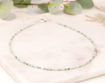 Tiny 2mm Hetian Jade Beaded Choker, Bracelet, Small Beaded Necklace, Summer Choker, Handmade Natural Gemstone, Women Birthday Gift