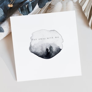 Lauf mit mir weg Valentinstag Karte Elopement Printable Sofortiger download Minimalistische Karte Last Minute Geschenk Aquarell Quadratische Karte nordische Kunst