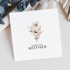 Bloemboeket Moederdag Minimalistische kaart Afdrukbare Instant download Ik hou van je kaart voor moeder Aquarel bloemen Scandinavische kunst Gewoon omdat