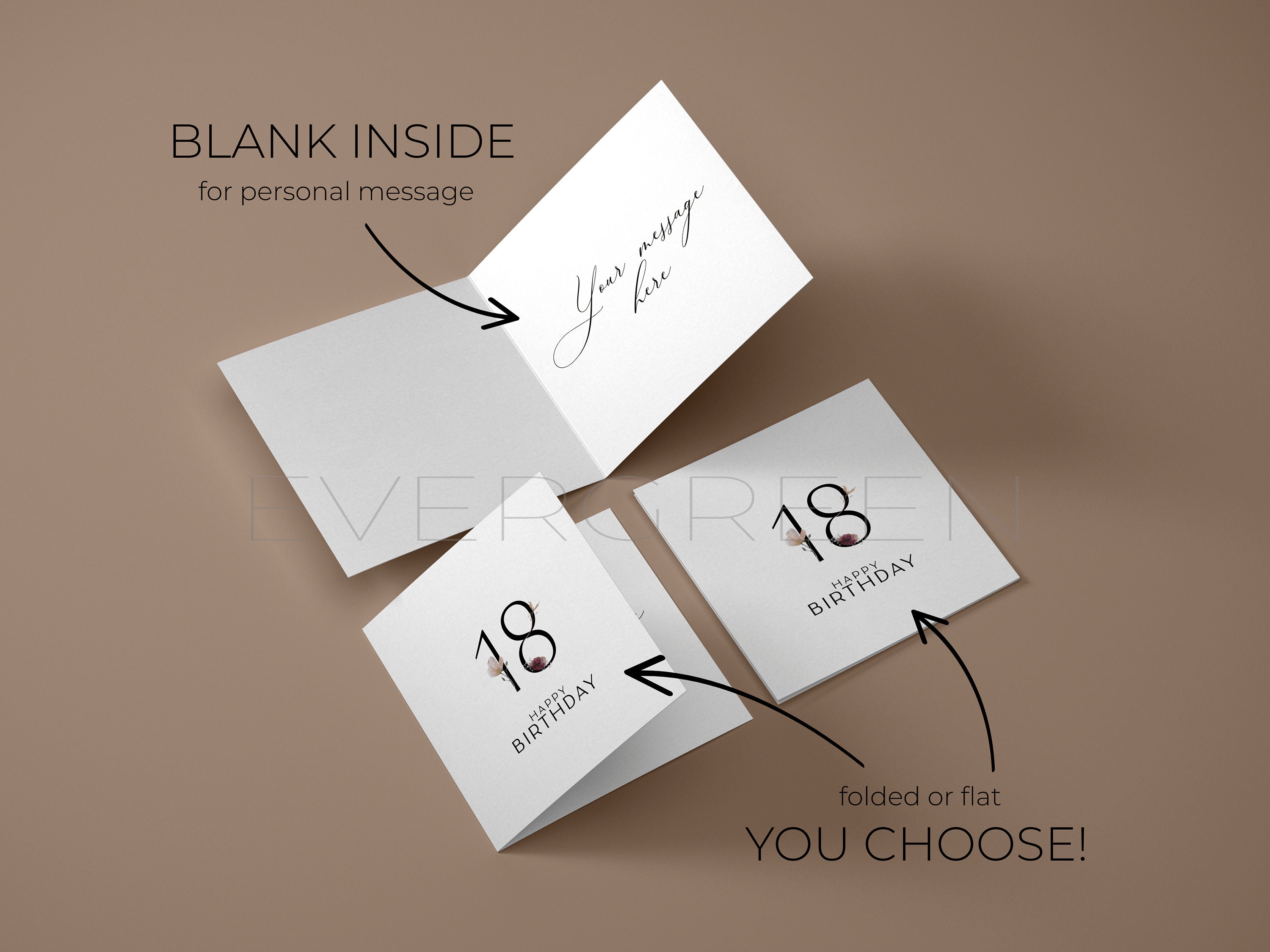 18th Birthday Card Floral Note Printable Instant Download Watercolor ...