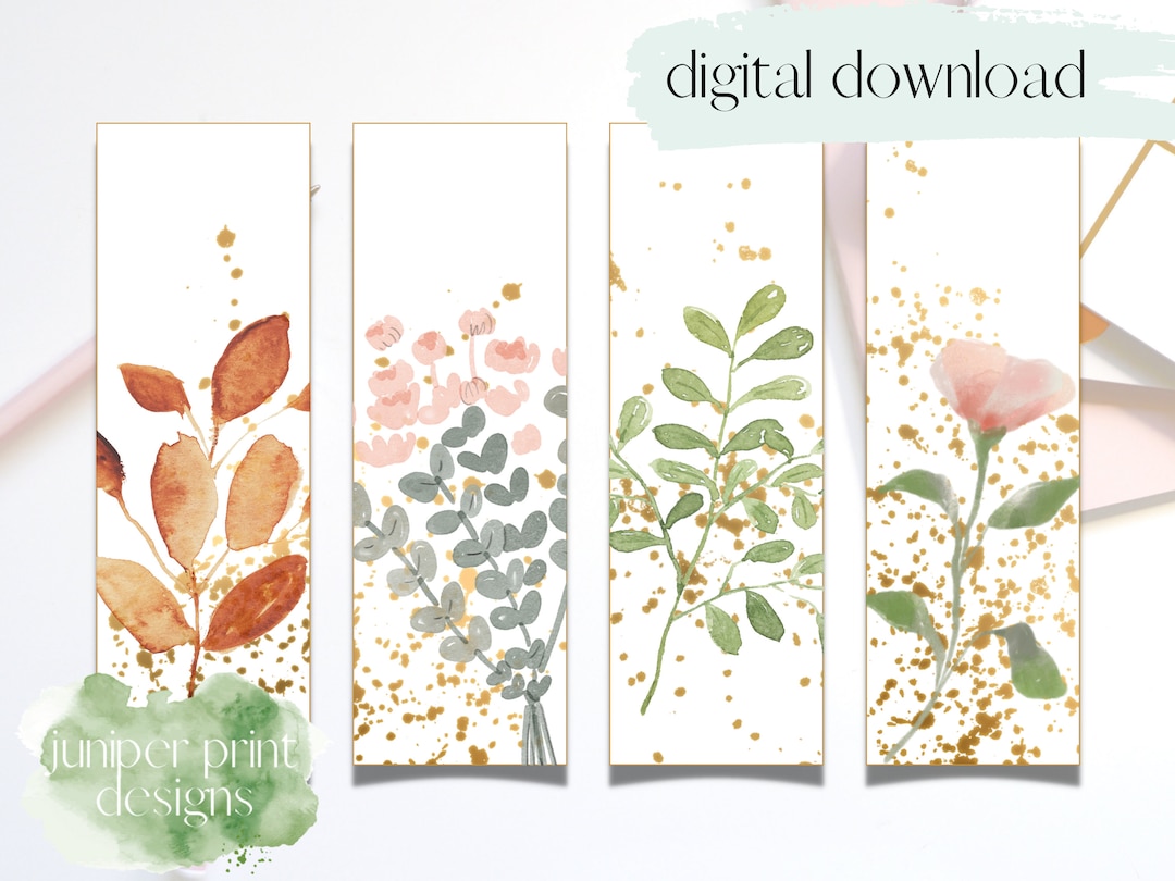 Watercolor Bookmark Printable, Download and Print Bookmarks, Watercolor ...