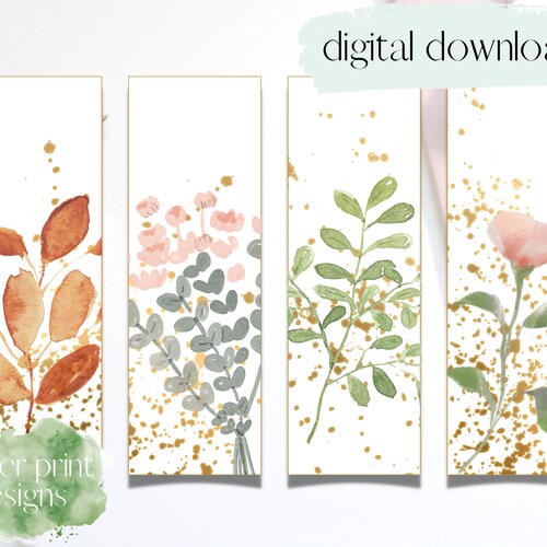 Watercolor Bookmark Printable Download and Print Bookmarks - Etsy