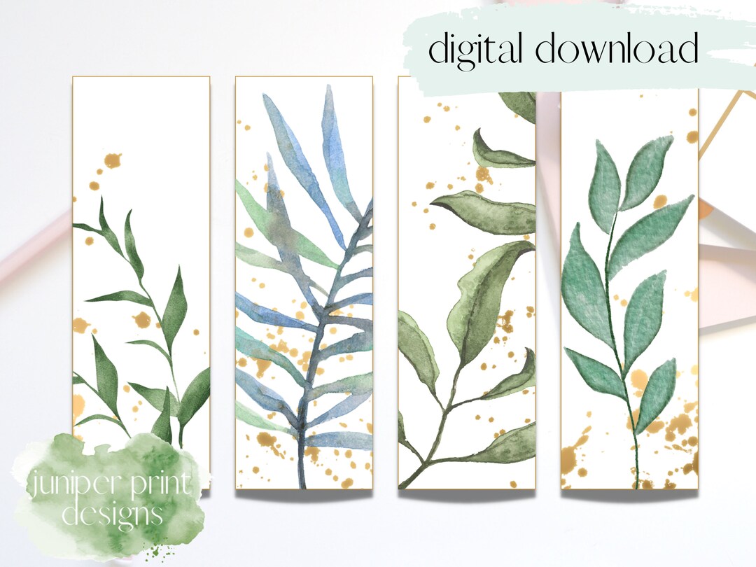 Watercolor Bookmark Printable, Download and Print Bookmarks, Watercolor ...