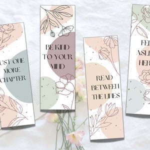 Quote Printable Bookmark Set, Download and Print Bookmarks, Floral ...