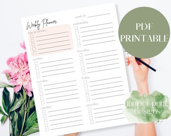 Weekly To Do List Printable, Minimalist Productivity Planner, Weekly Planner, Weekly Schedule, Printable To Do List