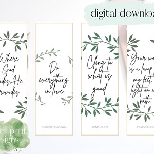 Scripture Printable Bookmarks - Printable Bible Bookmarks - Bookmark Set of 4 - Downloadable Bookmarks