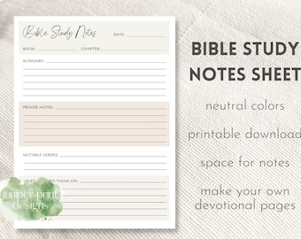 Bible Study Note Sheet, Printable Devotional Pages, Printable Bible Study Sheet, Printable Bible Note Pages, Bible Study Notes