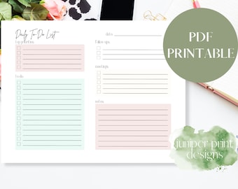 Daily To Do List Printable, Pastel To Do List, Minimalist Daily Planner, Daily Planner, Daily Schedule, Printable To Do List