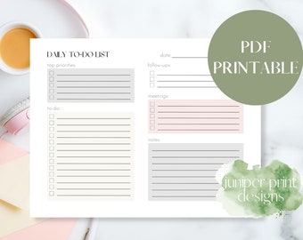 Daily To Do List Printable, Pastel To Do List, Minimalist Daily Planner, Daily Planner, Daily Schedule, Printable To Do List
