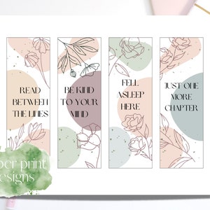 Quote Printable Bookmark Set, Download and Print Bookmarks, Floral ...