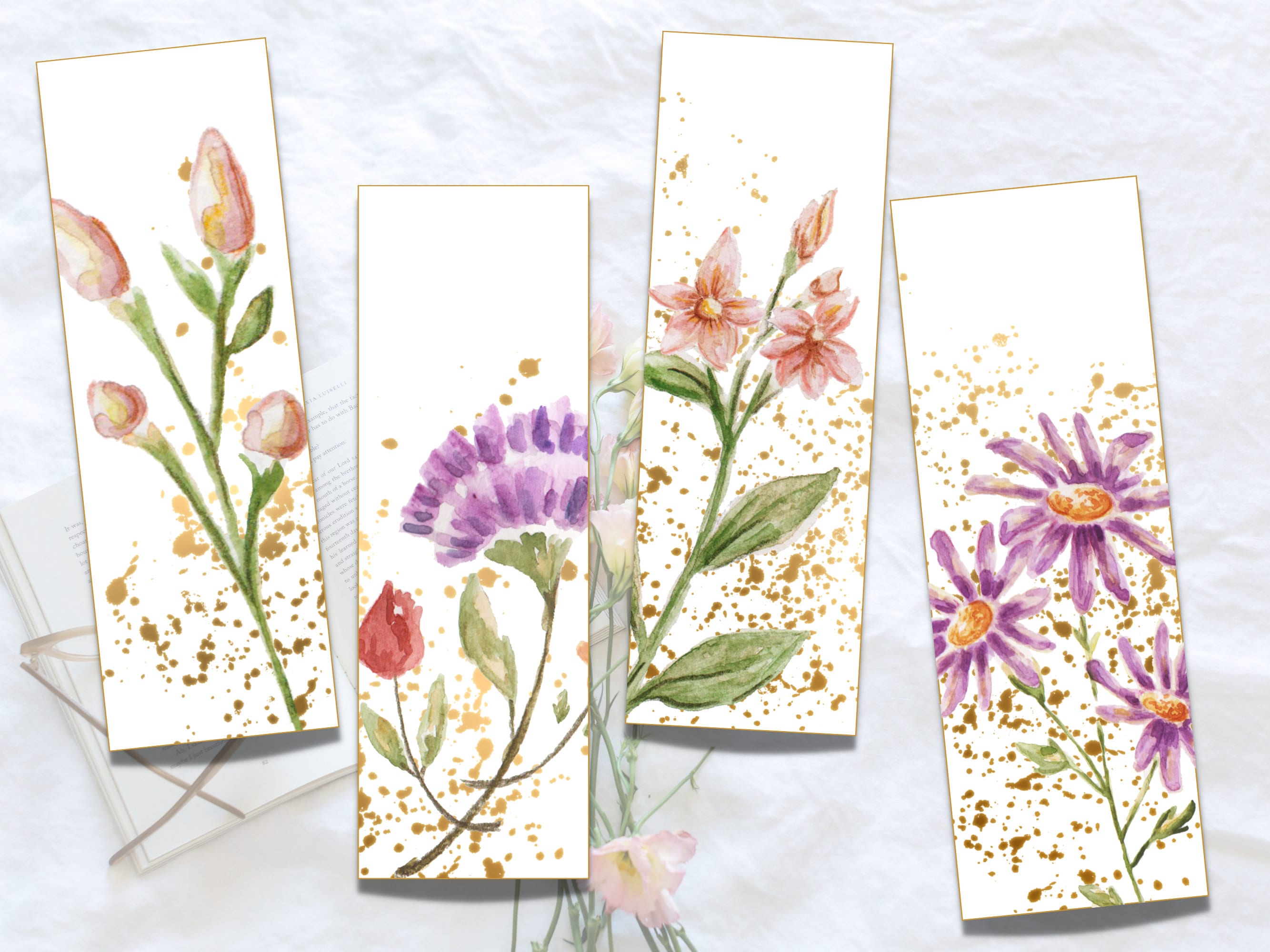 Watercolor Bookmark Printable, Download and Print Bookmarks, Watercolor ...