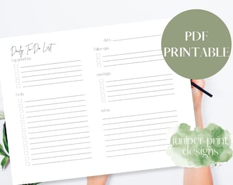 Daily To Do List Printable, Simple To Do List, Minimalist Daily Planner, Daily Planner, Daily Schedule, Printable To Do List