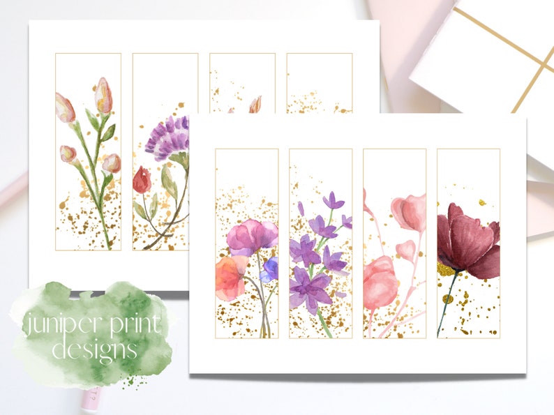 Watercolor Bookmark Printables, Download and Print Bookmarks ...