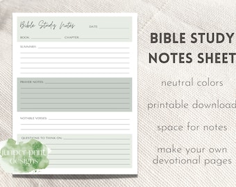 Bible Study Printable | Bible Study Note Sheet | Printable Devotional Pages | Printable Bible Note Pages | Bible Study Notes