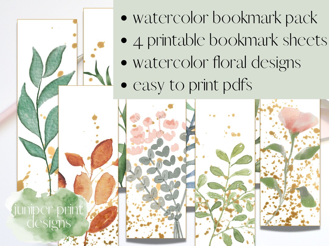 Watercolor Bookmark Printables, Download and Print Bookmarks ...