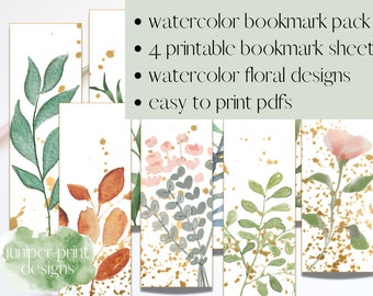 Watercolor Bookmark Printables, Download and Print Bookmarks, Watercolor Bookmarks, Printable Bookmarks, Watercolor Bookmark Pack