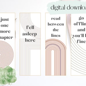 Boho Printable Bookmarks - Simple Printable Bible Bookmarks - Bookmark Set of 4 - Downloadable Bookmarks