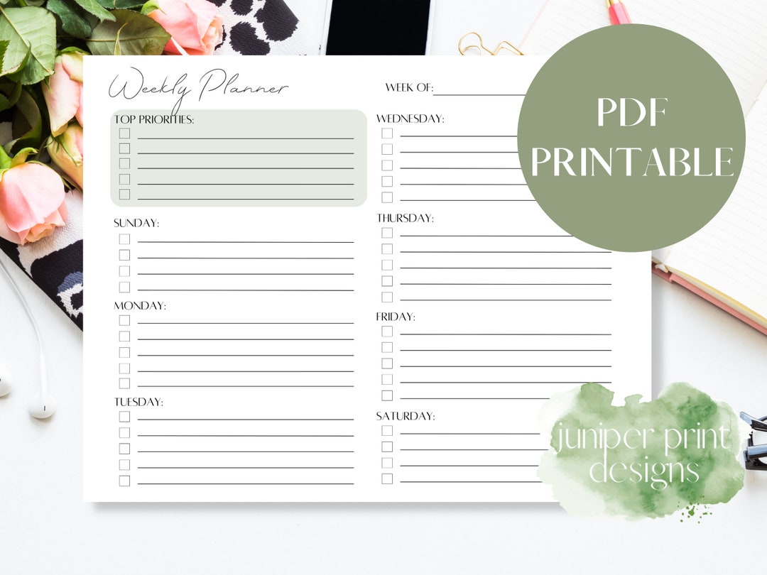 Weekly to Do List Printable, Minimalist Productivity Planner, Weekly ...