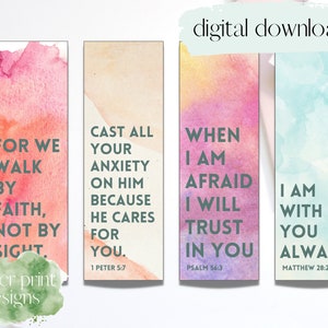 Scripture Printable Bookmarks- Watercolor Bookmarks- Printable Bible Bookmarks - Bookmark Set of 4 - Downloadable Bookmarks- Bible Bookmarks