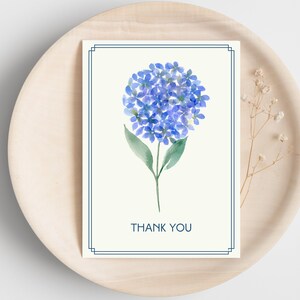 Thank You Card Hydrangea Printable Digital Download Watercolour image 1