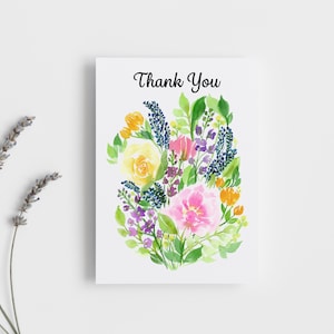 Carte de remerciement bouquet floral | Imprimable | Aquarelle