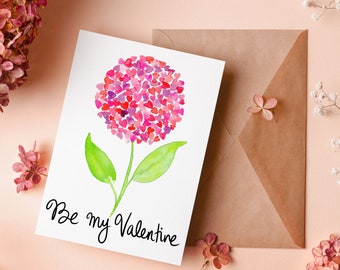 Printable Valentine's Card | Hydrangea Hearts | Watercolour | Digital Download