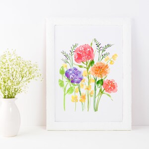 Bright Floral Bouquet Wall Art | Watercolour | Printable | Digital Download