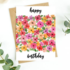 Fun Floral Birthday Card | Watercolour | Digital Card