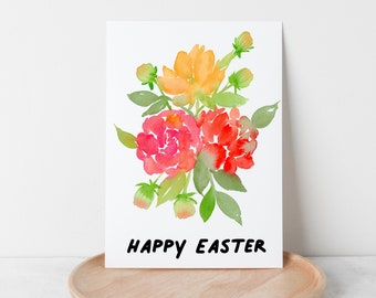 Easter Card Rose Bouquet | Watercolour | Instant Print