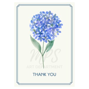 Thank You Card Hydrangea Printable Digital Download Watercolour image 2