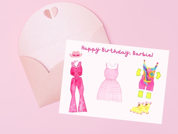 Barbie Birthday Card | Watercolour Art | Digital Download