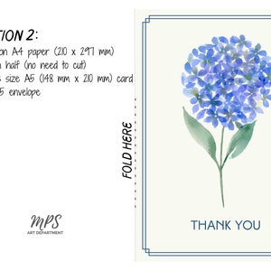 Thank You Card Hydrangea Printable Digital Download Watercolour image 5