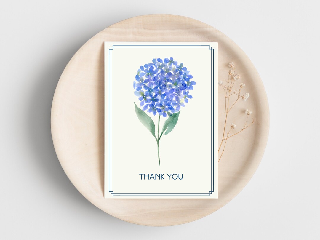 Thank You Card Hydrangea | Printable Digital Download | Watercolour - Etsy