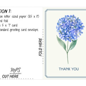 Thank You Card Hydrangea Printable Digital Download Watercolour image 4