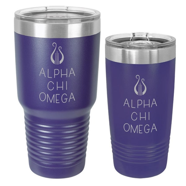 Alpha Chi Omega Engraved Tumbler, ACO, Big Little Gift,  Recruitment, Initiation, Greek Drinkware