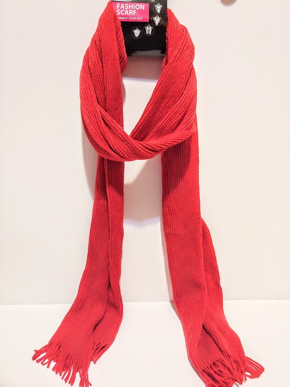 VINTAGE RED 100% POLYESTER Fashion Neck Scarf