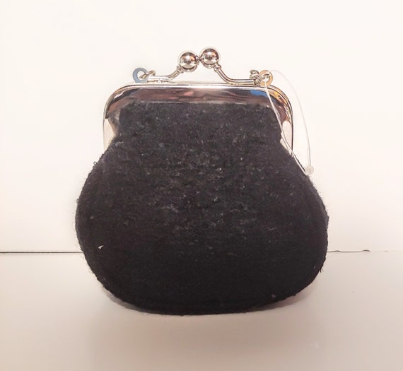 VINTAGE BLACK TWEED Handbag- Purse/Handbag/Coin P… - image 1