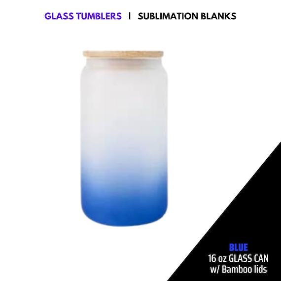 Frosted Glass Can W/bamboo Lids 16oz Sublimation Glass Blanks 